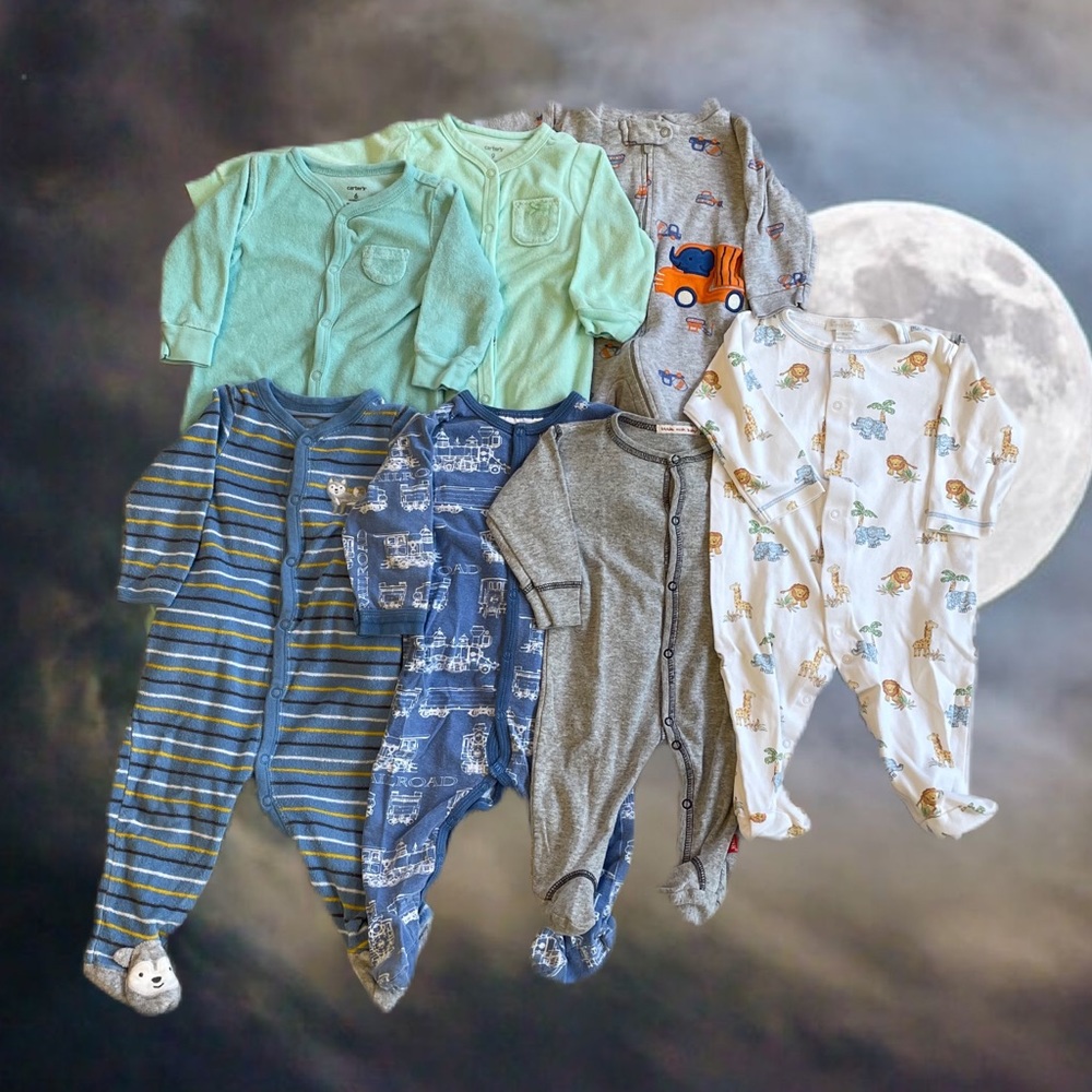 Lot of 7 Footsie Pajamas 6 - 9 M Little Mish Baby | Carter’s | Coccoli